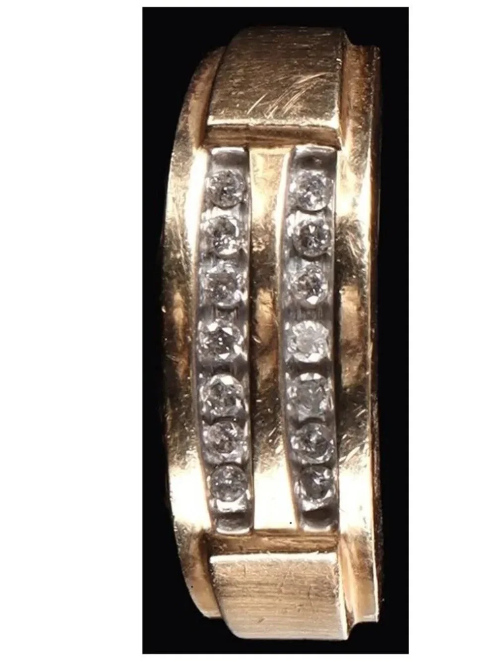 10K yellow gold round diamond men's ring size 8 - Picture 7 of 13